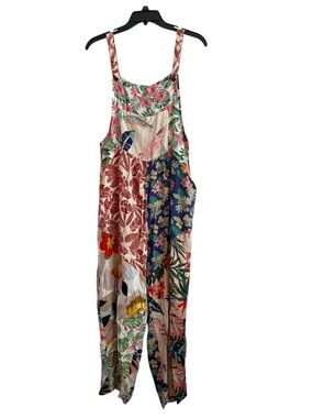Sacred Threads Boho Patchwork Jumpsuit Women’s S/M Wide Leg Floral Tropical